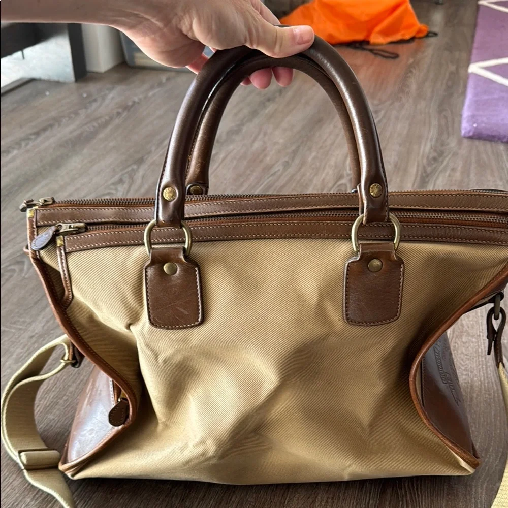 Ghurka Brown and Tan Duffel Bag with Leather Accents - Picture 1 of 7